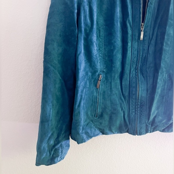 Vintage Y2K Preston and York Teal Suede Jacket - Picture 4 of 5